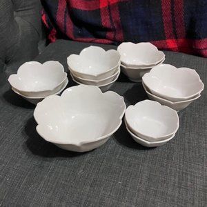 White Porcelain Lotus Bowl Set